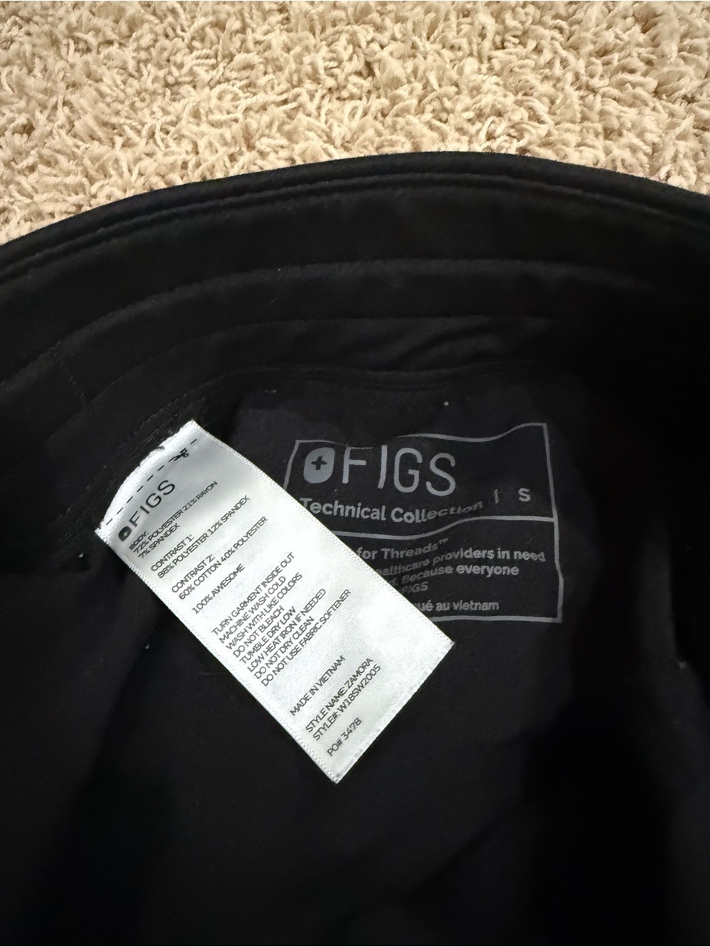 Figs Black Joggers with Contrasting Drawstring - Picture 2 of 3